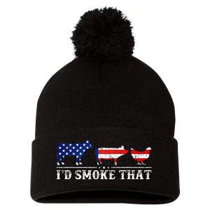 Bbq Party Grill Smoker Chef Dad Id Smoke That Pom Pom 12in Knit Beanie