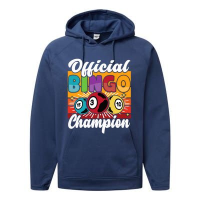 Bingo Player Gambling Bingo Champion Performance Fleece Hoodie