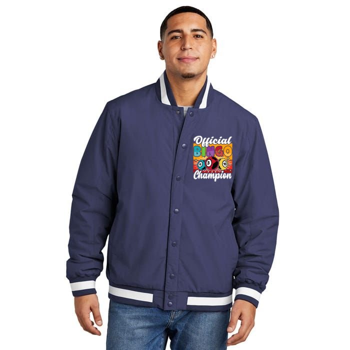 Bingo Player Gambling Bingo Champion Insulated Varsity Jacket