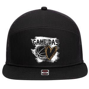 Basketball Player Game Day Leopard Cheetah Basketball Fan 7 Panel Mesh Trucker Snapback Hat