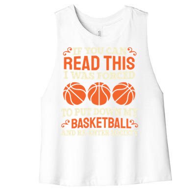 Basketball Player Great Gift Hoops Streetball Baller Ring Basketball Gift Women's Racerback Cropped Tank