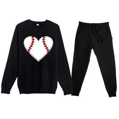 Baseball Player Heart Sports Lover Coach Graphic Great Gift Premium Crewneck Sweatsuit Set