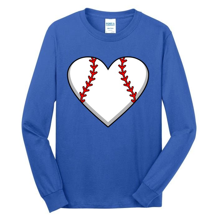 Baseball Player Heart Sports Lover Coach Graphic Great Gift Tall Long Sleeve T-Shirt