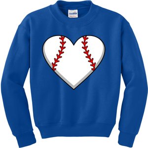 Baseball Player Heart Sports Lover Coach Graphic Great Gift Kids Sweatshirt