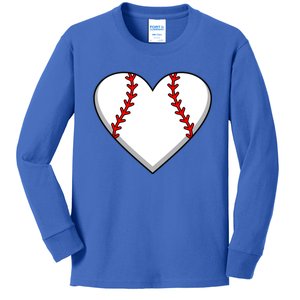 Baseball Player Heart Sports Lover Coach Graphic Great Gift Kids Long Sleeve Shirt