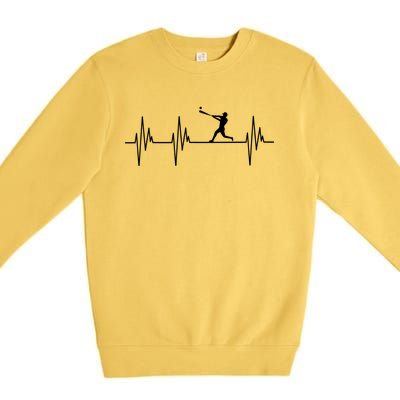 Baseball Player Heartbeat Sports Lover Coach Graphic Meaningful Gift Premium Crewneck Sweatshirt