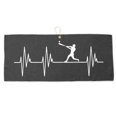 Baseball Player Heartbeat Sports Lover Coach Graphic Meaningful Gift Large Microfiber Waffle Golf Towel