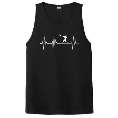 Baseball Player Heartbeat Sports Lover Coach Graphic Meaningful Gift PosiCharge Competitor Tank