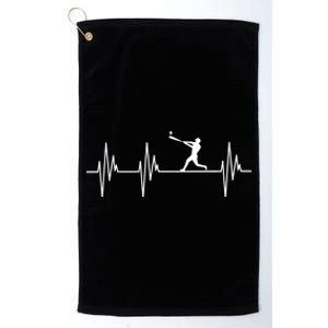 Baseball Player Heartbeat Sports Lover Coach Graphic Meaningful Gift Platinum Collection Golf Towel