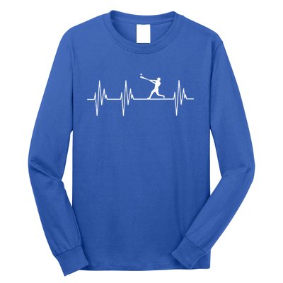 Baseball Player Heartbeat Sports Lover Coach Graphic Meaningful Gift Long Sleeve Shirt