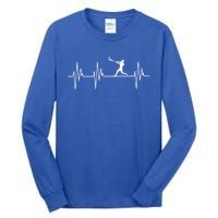 Baseball Player Heartbeat Sports Lover Coach Graphic Meaningful Gift Tall Long Sleeve T-Shirt