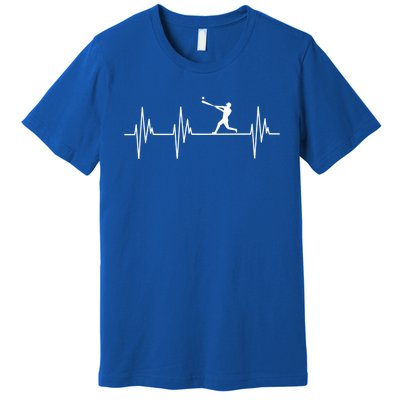 Baseball Player Heartbeat Sports Lover Coach Graphic Meaningful Gift Premium T-Shirt