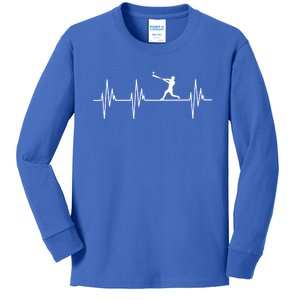 Baseball Player Heartbeat Sports Lover Coach Graphic Meaningful Gift Kids Long Sleeve Shirt