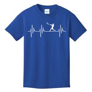 Baseball Player Heartbeat Sports Lover Coach Graphic Meaningful Gift Kids T-Shirt