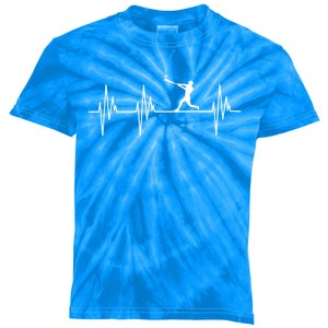 Baseball Player Heartbeat Sports Lover Coach Graphic Meaningful Gift Kids Tie-Dye T-Shirt