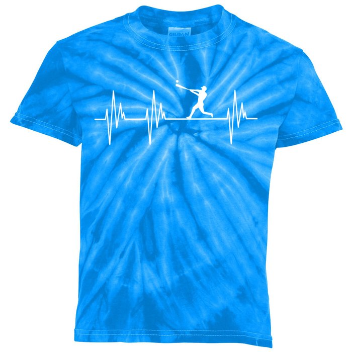 Baseball Player Heartbeat Sports Lover Coach Graphic Meaningful Gift Kids Tie-Dye T-Shirt