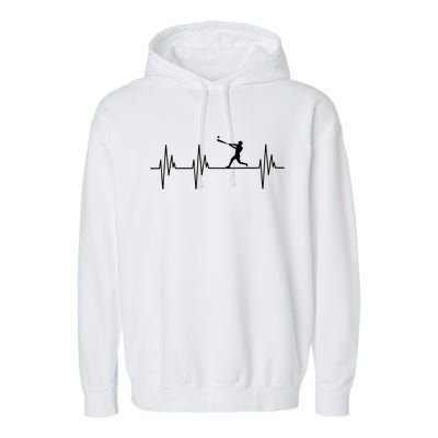 Baseball Player Heartbeat Sports Lover Coach Graphic Meaningful Gift Garment-Dyed Fleece Hoodie