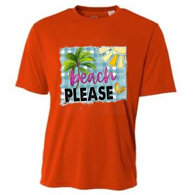 Beach Please Hello Summer Vibes Beach Vacay Summertime Gift Cooling Performance Crew T-Shirt