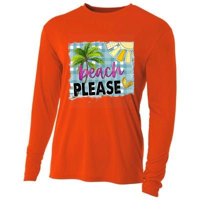 Beach Please Hello Summer Vibes Beach Vacay Summertime Gift Cooling Performance Long Sleeve Crew