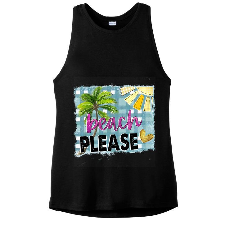 Beach Please Hello Summer Vibes Beach Vacay Summertime Gift Ladies PosiCharge Tri-Blend Wicking Tank