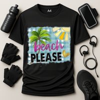 Beach Please Hello Summer Vibes Beach Vacay Summertime Gift Cooling Performance Crew T-Shirt
