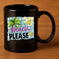 Beach Please Hello Summer Vibes Beach Vacay Summertime Gift 11oz C Handle Ceramic Mug