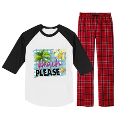 Beach Please Hello Summer Vibes Beach Vacay Summertime Gift Raglan Sleeve Pajama Set