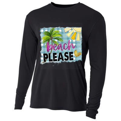 Beach Please Hello Summer Vibes Beach Vacay Summertime Gift Cooling Performance Long Sleeve Crew