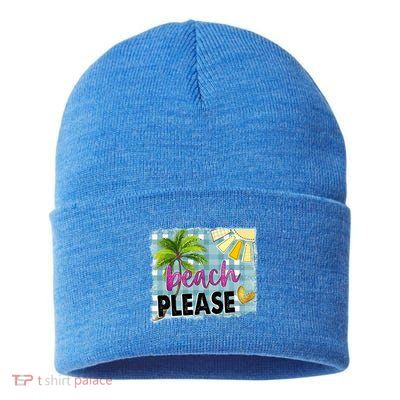 Beach Please Hello Summer Vibes Beach Vacay Summertime Gift Sustainable Knit Beanie