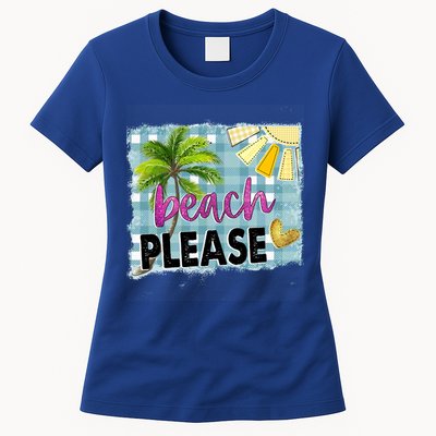 Beach Please Hello Summer Vibes Beach Vacay Summertime Gift Womens T-Shirt