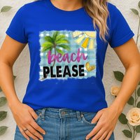 Beach Please Hello Summer Vibes Beach Vacay Summertime Gift Womens T-Shirt
