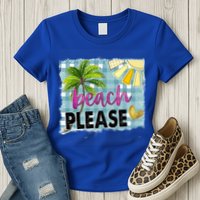 Beach Please Hello Summer Vibes Beach Vacay Summertime Gift Womens T-Shirt