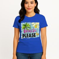 Beach Please Hello Summer Vibes Beach Vacay Summertime Gift Womens T-Shirt