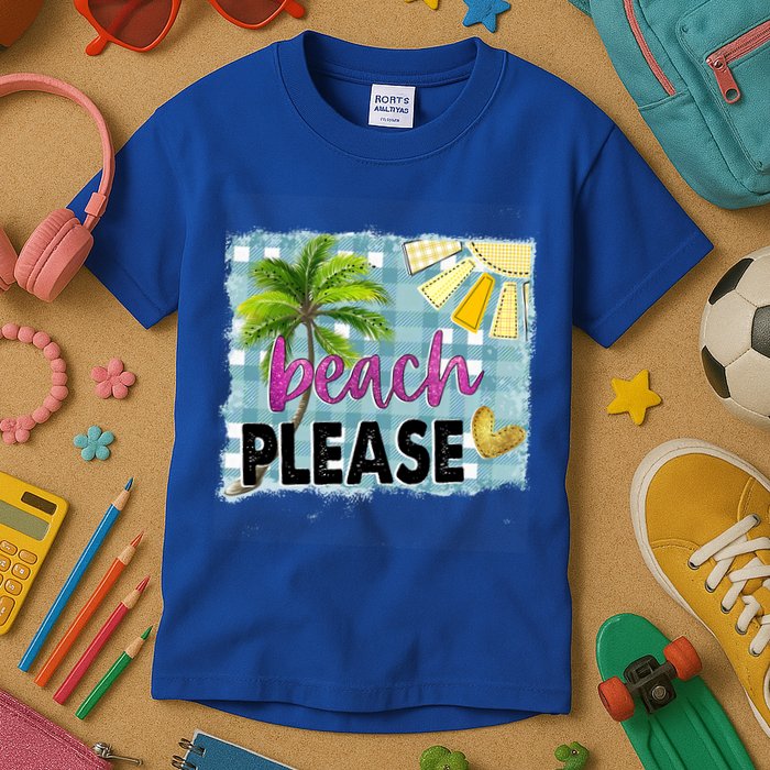 Beach Please Hello Summer Vibes Beach Vacay Summertime Gift Kids T-Shirt