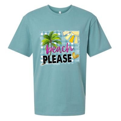 Beach Please Hello Summer Vibes Beach Vacay Summertime Gift Sueded Cloud Jersey T-Shirt