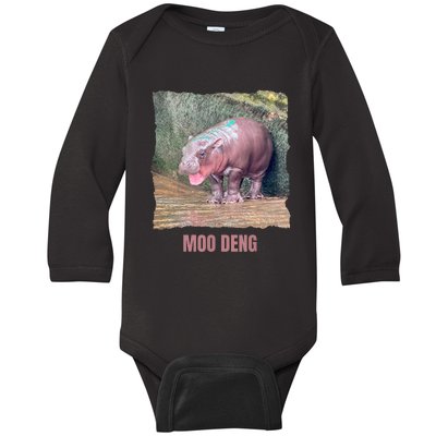 Baby Pygmy Hippo Moo Deng Baby Long Sleeve Bodysuit