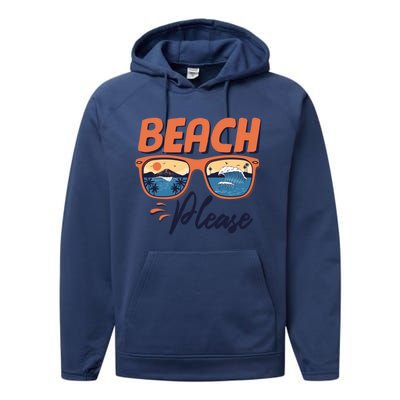 Beach Please Hello Summer Vibes Beach Vacay Summertime Meaningful Gift Performance Fleece Hoodie