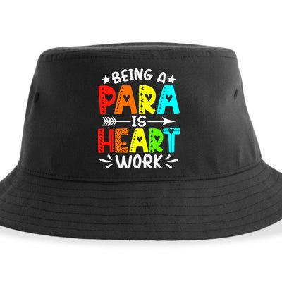 Being Para Heart Work Paraprofessional Back To School Sustainable Bucket Hat