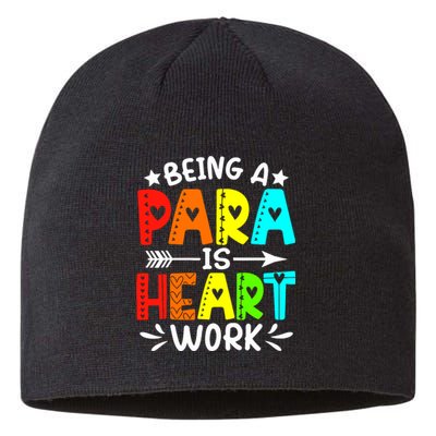 Being Para Heart Work Paraprofessional Back To School Sustainable Beanie