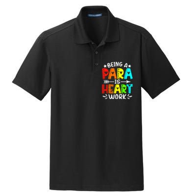 Being Para Heart Work Paraprofessional Back To School Dry Zone Grid Polo