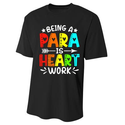 Being Para Heart Work Paraprofessional Back To School Performance Sprint T-Shirt