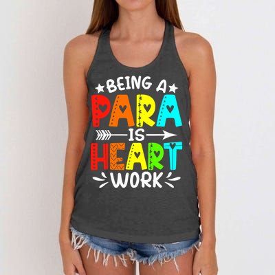 Being Para Heart Work Paraprofessional Back To School Women's Knotted Racerback Tank