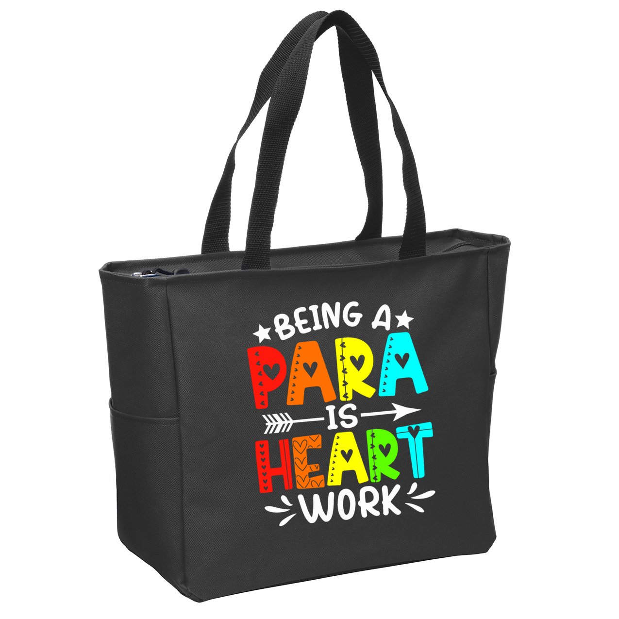 Being Para Heart Work Paraprofessional Back To School Zip Tote Bag