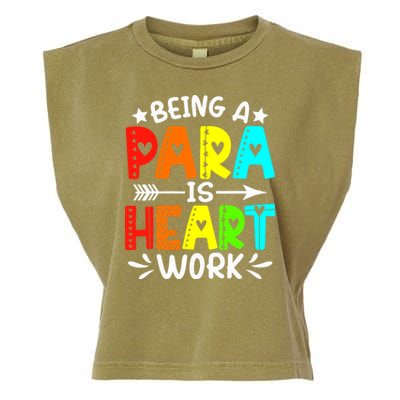 Being Para Heart Work Paraprofessional Back To School Garment-Dyed Women's Muscle Tee