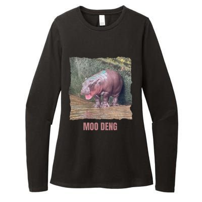 Baby Pygmy Hippo Moo Deng Funny Womens CVC Long Sleeve Shirt