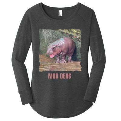 Baby Pygmy Hippo Moo Deng Funny Women's Perfect Tri Tunic Long Sleeve Shirt