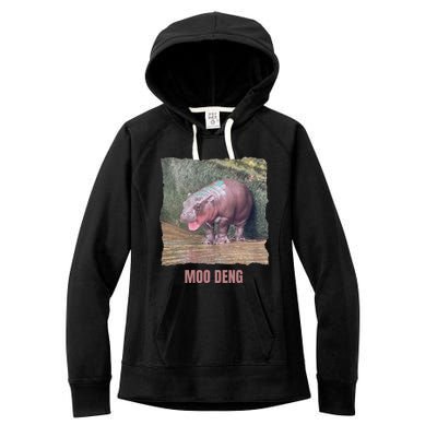 Baby Pygmy Hippo Moo Deng Funny Women's Fleece Hoodie