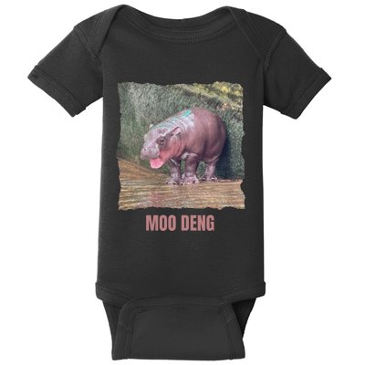 Baby Pygmy Hippo Moo Deng Funny Baby Bodysuit