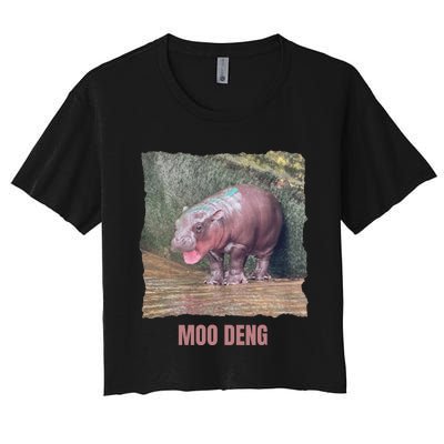 Baby Pygmy Hippo Moo Deng Funny Women's Crop Top Tee