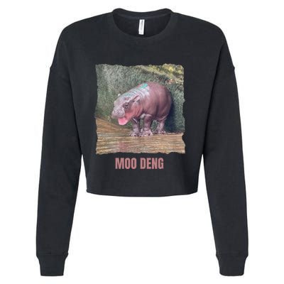 Baby Pygmy Hippo Moo Deng Funny Cropped Pullover Crew